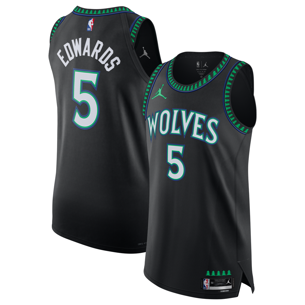 Men's Minnesota Timberwolves Anthony Edwards Jordan Brand Black Authentic Jersey - Statement Edition