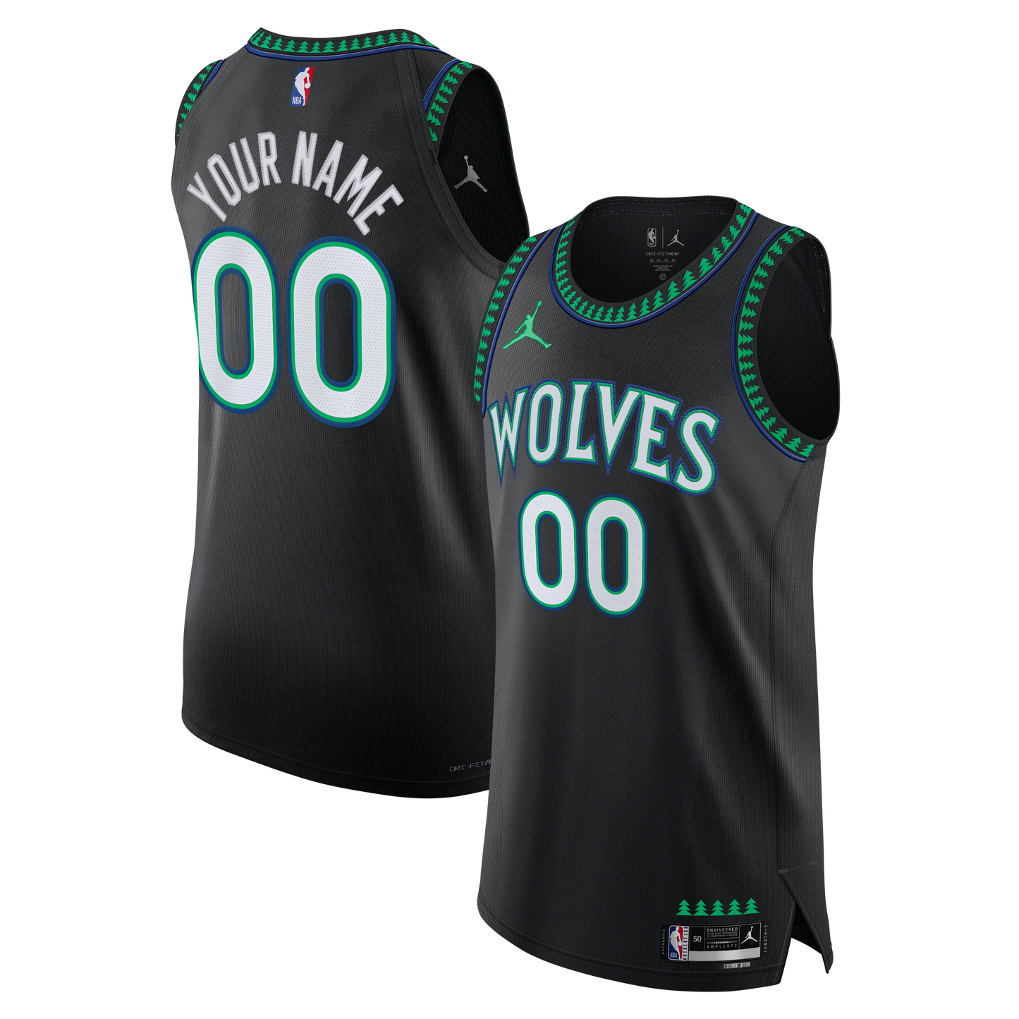 Men's Minnesota Timberwolves  Jordan Brand Black Authentic Custom Jersey - Statement Edition