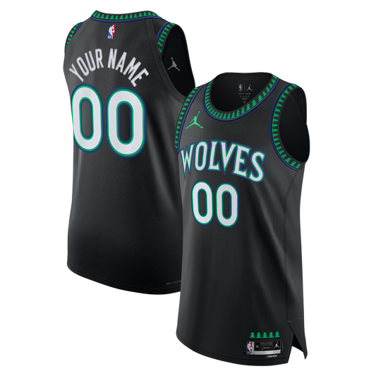 Men's Minnesota Timberwolves  Jordan Brand Black Authentic Custom Jersey - Statement Edition