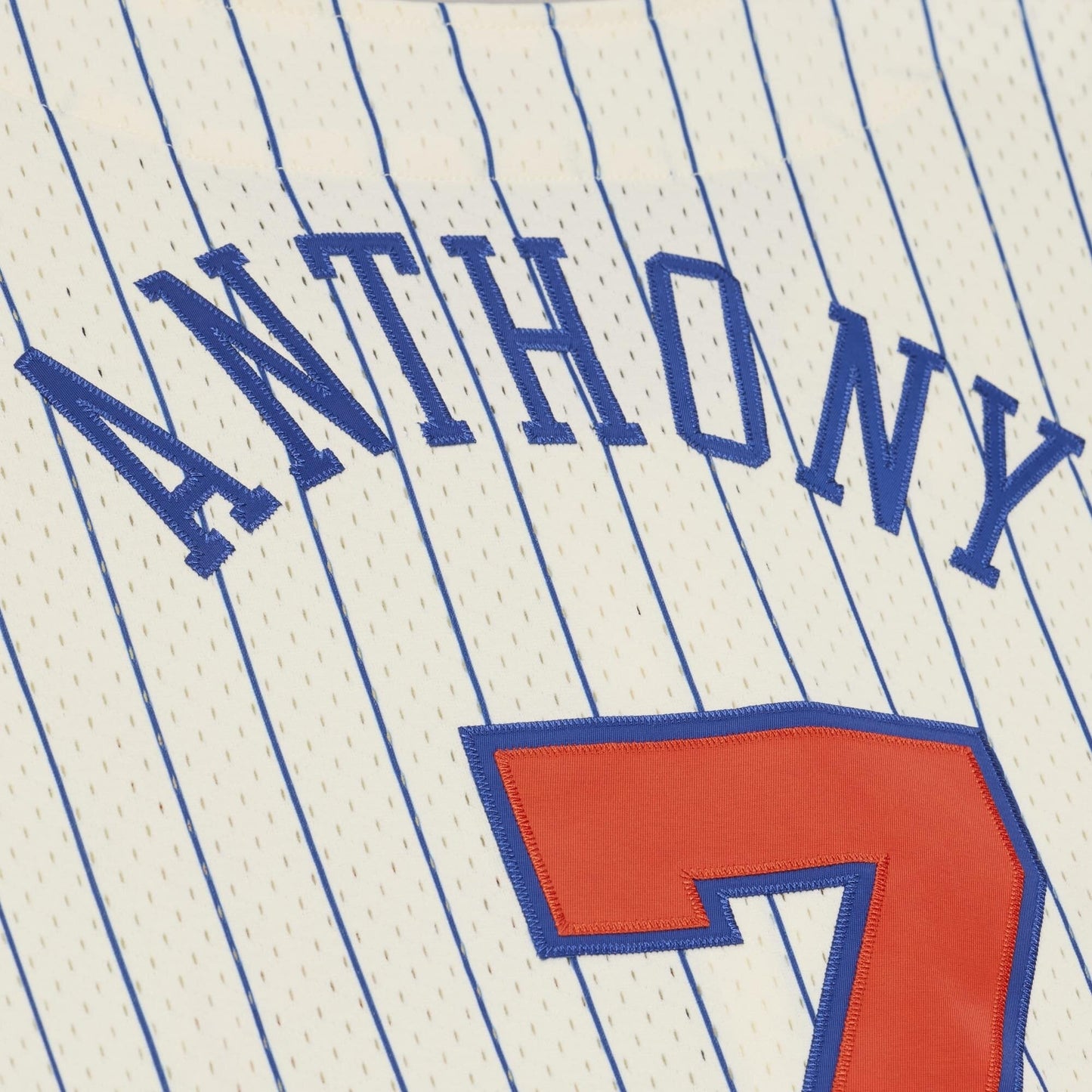 Men's New York Knicks Carmelo Anthony Mitchell & Ness Cream Hardwood Classics Player Mesh Button-Front Jersey