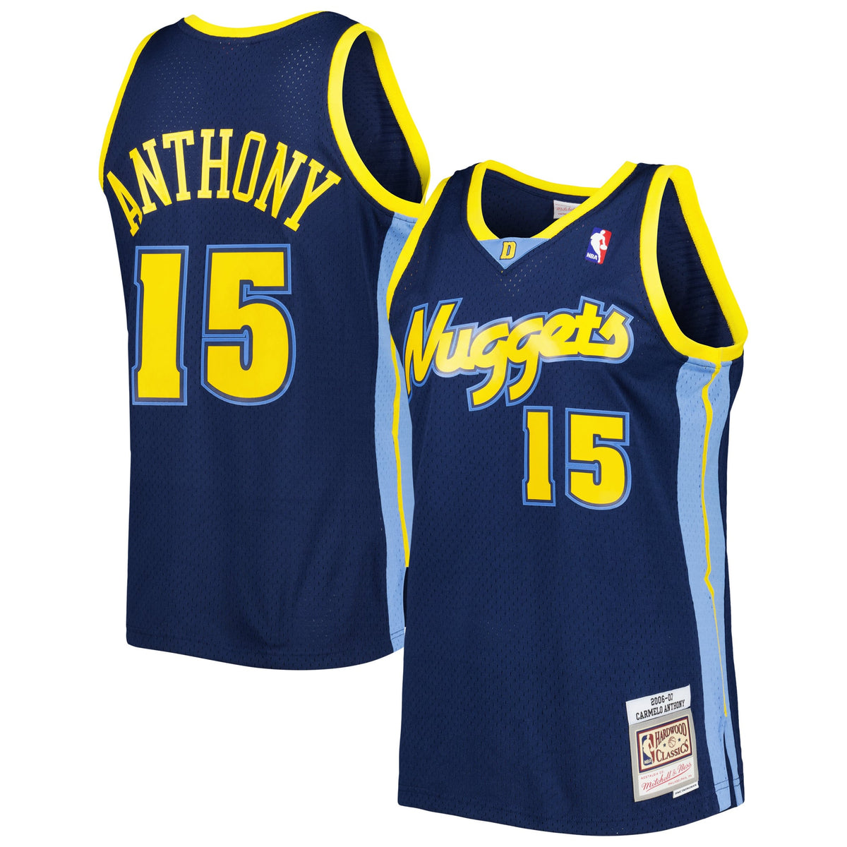 Men's Denver Nuggets Carmelo Anthony Mitchell & Ness Navy Hardwood Classics Swingman Jersey