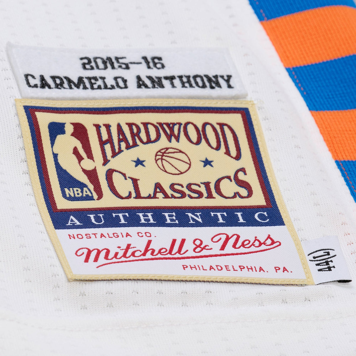 Men's New York Knicks Carmelo Anthony Mitchell & Ness White 2015-16 Hardwood Classics Authentic Jersey