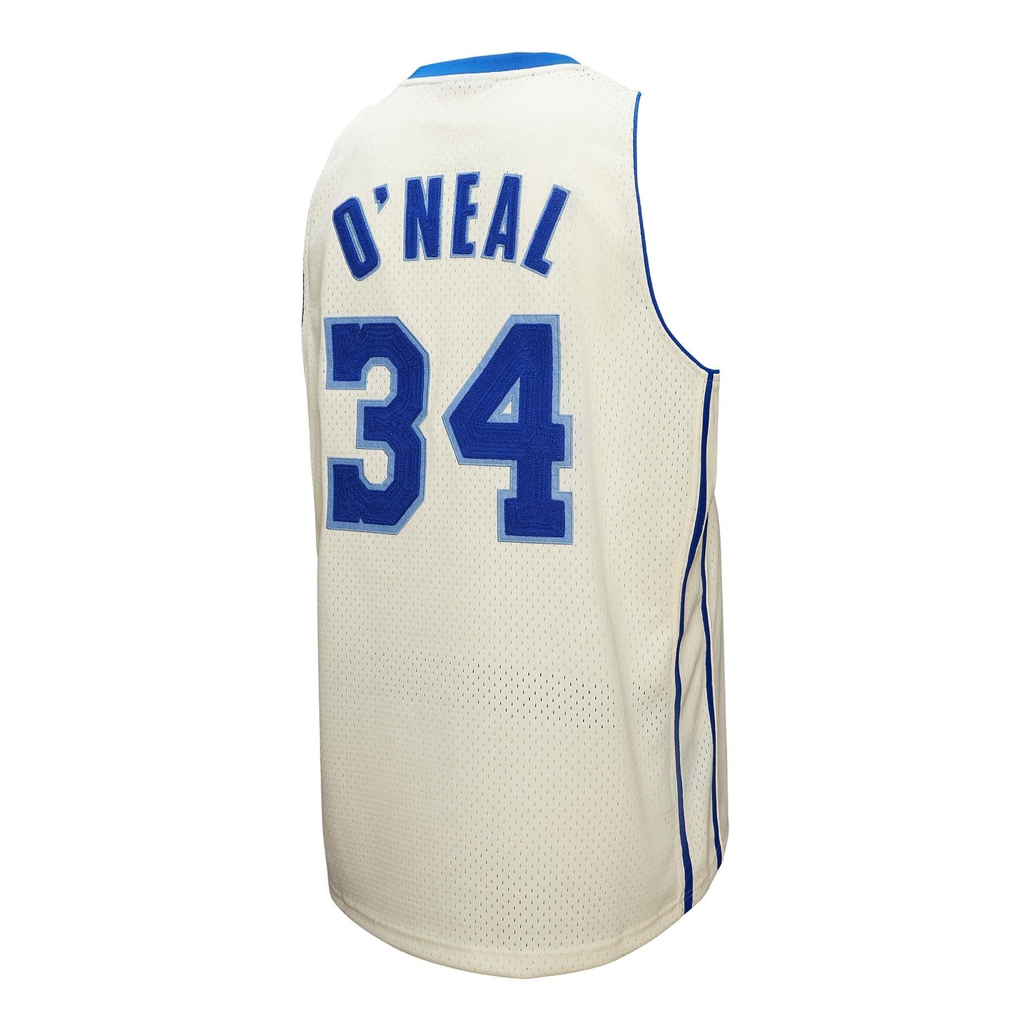 Men's Los Angeles Lakers Shaquille O'Neal Mitchell & Ness Cream Chainstitch Swingman Jersey
