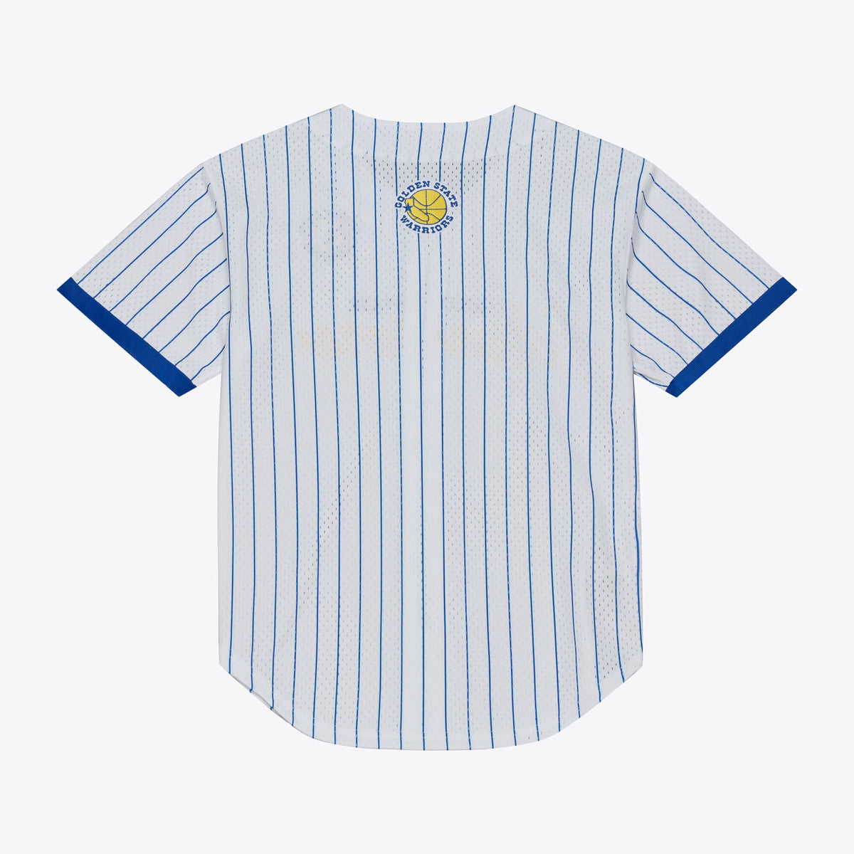 Men's Golden State Warriors Mitchell & Ness White Head Coach Pinstripe Mesh Full-Button Baseball Jersey