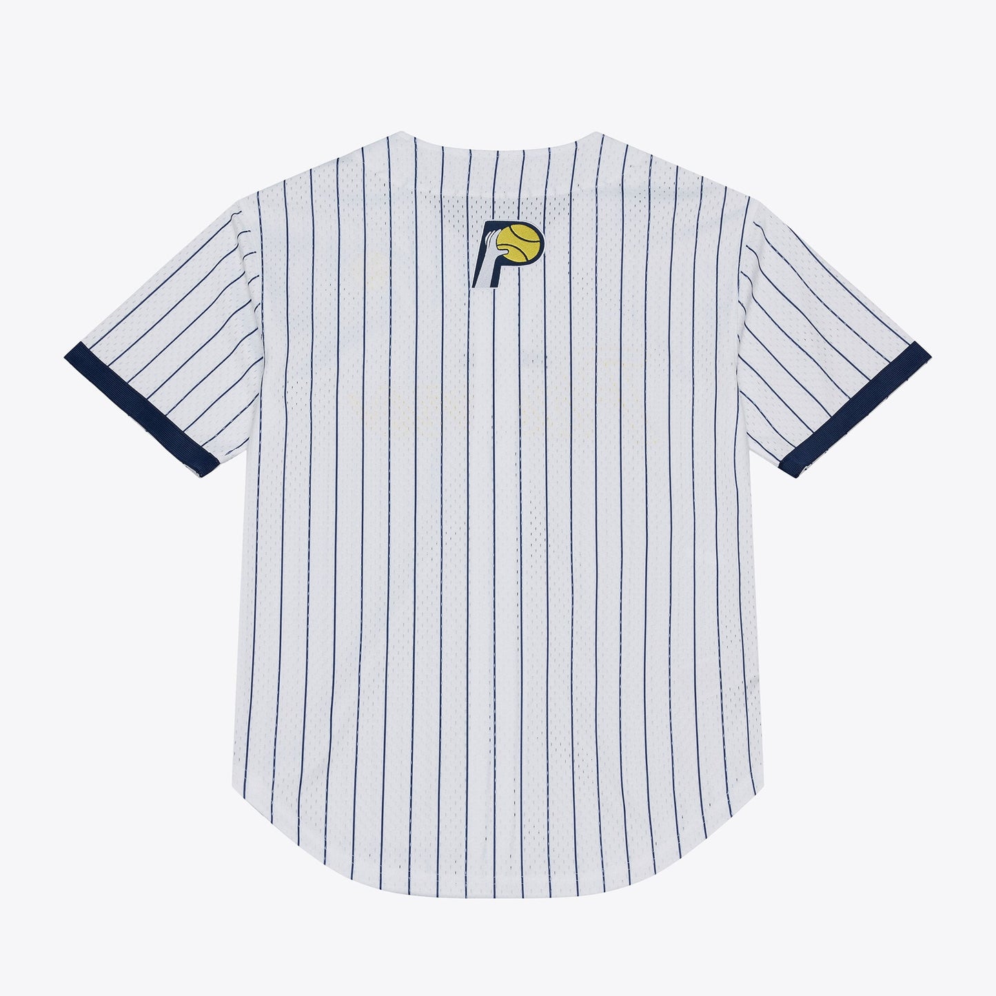 Men's Indiana Pacers Mitchell & Ness White Head Coach Pinstripe Mesh Full-Button Baseball Jersey
