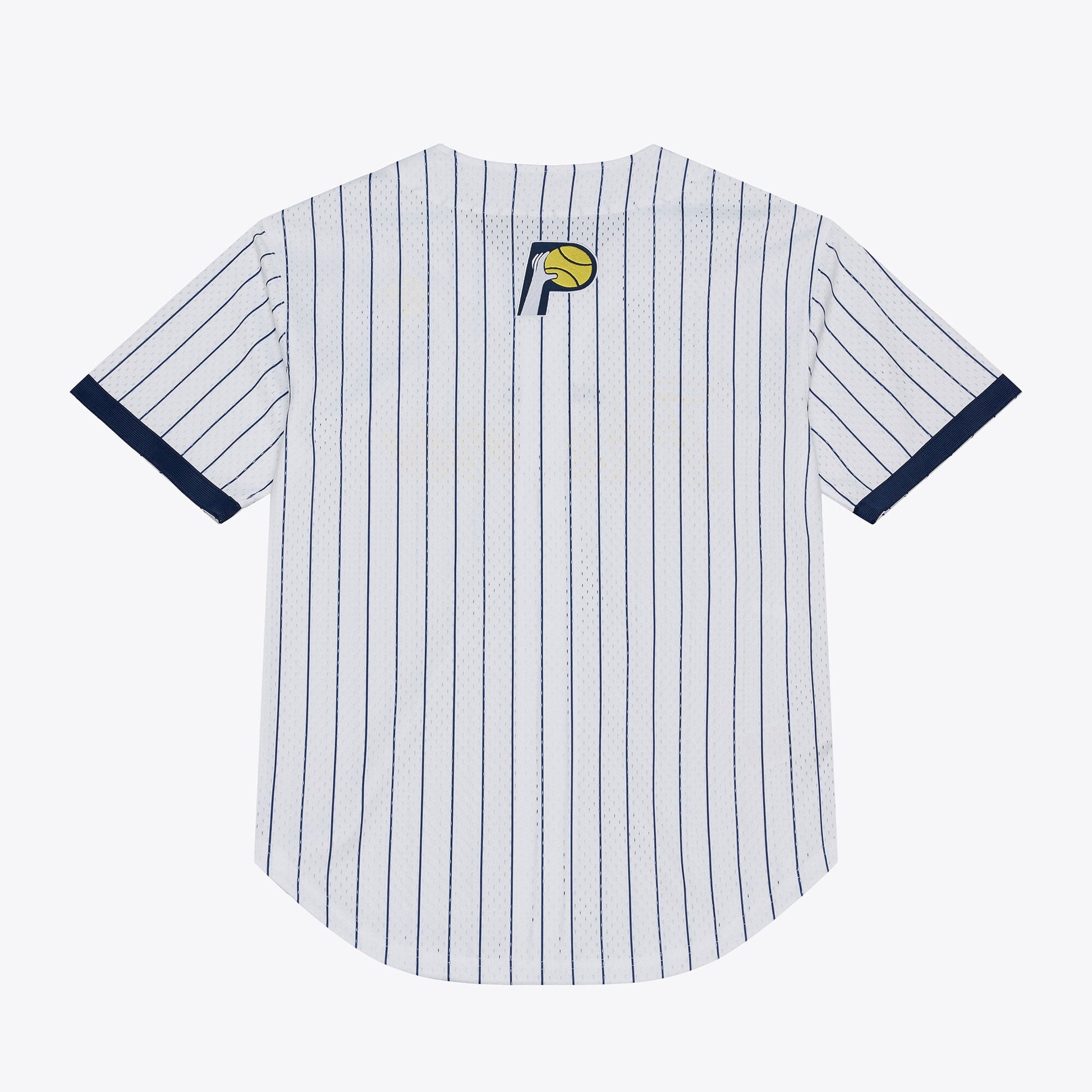 Men's Indiana Pacers Mitchell & Ness White Head Coach Pinstripe Mesh Full-Button Baseball Jersey
