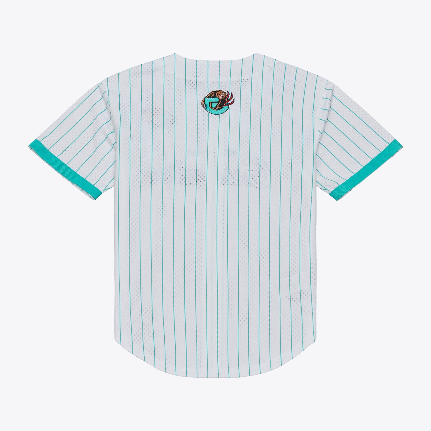 Men's Memphis Grizzlies Mitchell & Ness White Head Coach Pinstripe Mesh Full-Button Baseball Jersey