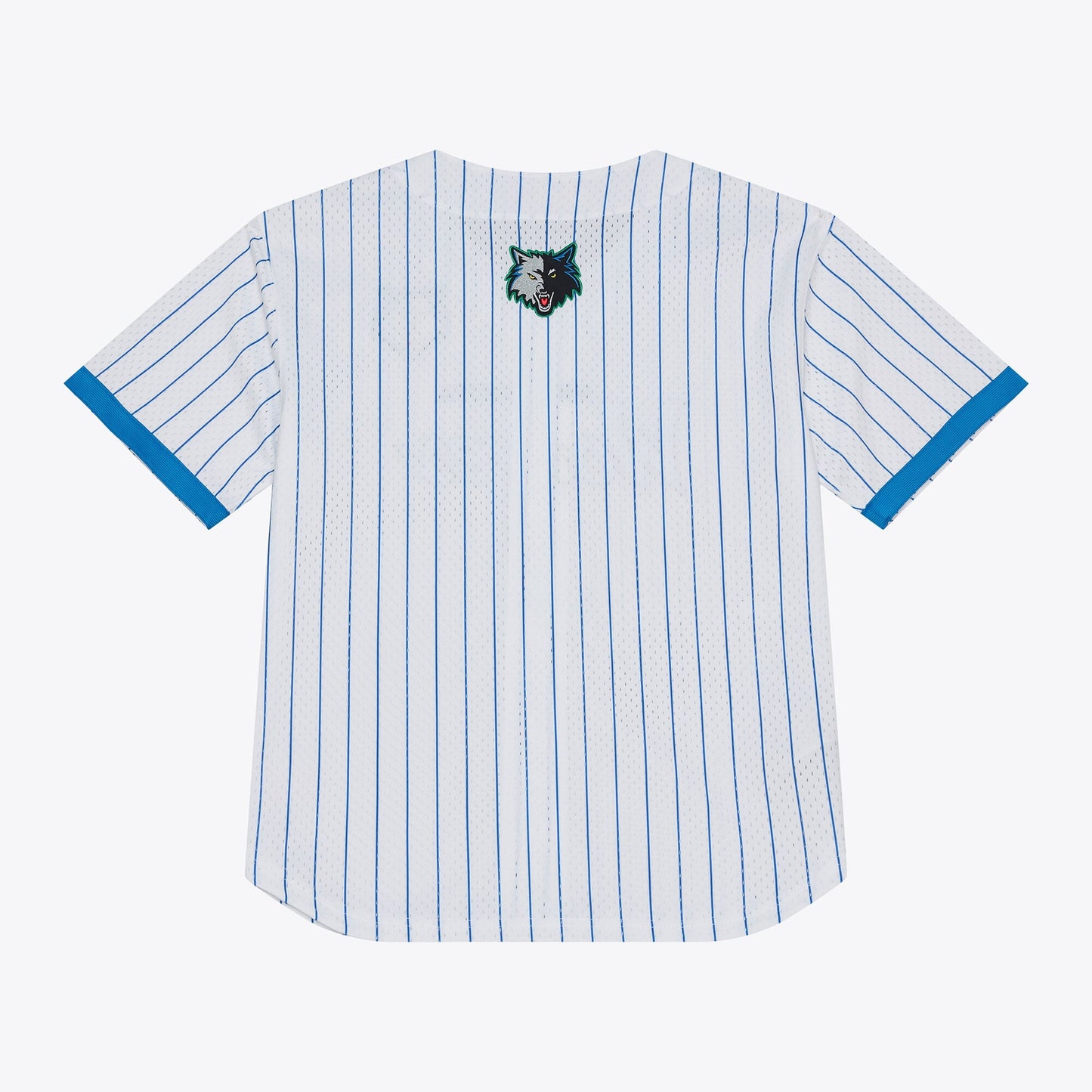 Men's Minnesota Timberwolves Mitchell & Ness White Head Coach Pinstripe Mesh Full-Button Baseball Jersey