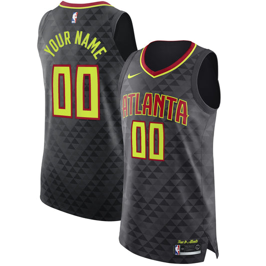 Men's Atlanta Hawks Nike Black Authentic Custom Jersey - Icon Edition