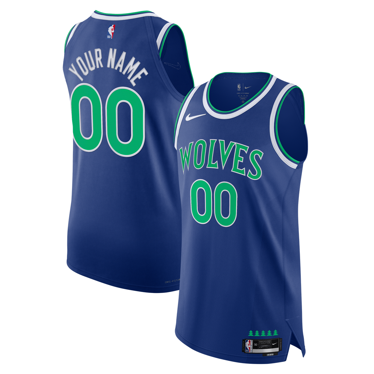 Men's Minnesota Timberwolves  Nike Blue Authentic Custom Jersey - Icon Edition