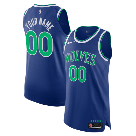 Men's Minnesota Timberwolves  Nike Blue Authentic Custom Jersey - Icon Edition