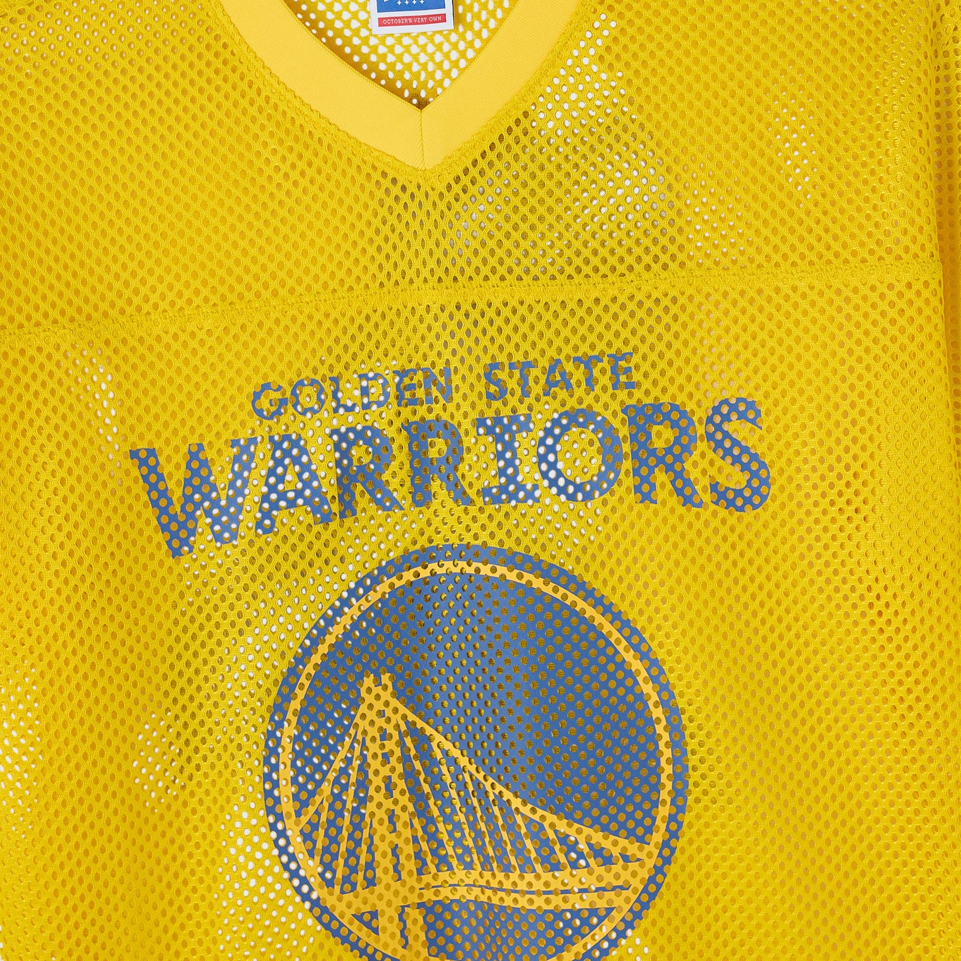 Men's Golden State Warriors  OVO x NBA Gold Mesh Football Fashion Jersey