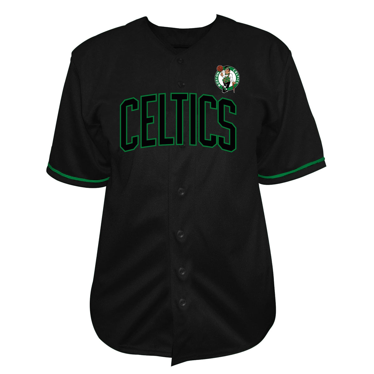Men's Boston Celtics Jayson Tatum Profile Black Big & Tall Name & Number Button-Up Jersey