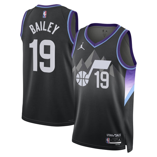 Unisex Utah Jazz Ace Bailey Jordan Brand Black Swingman Player Jersey - Statement Edition