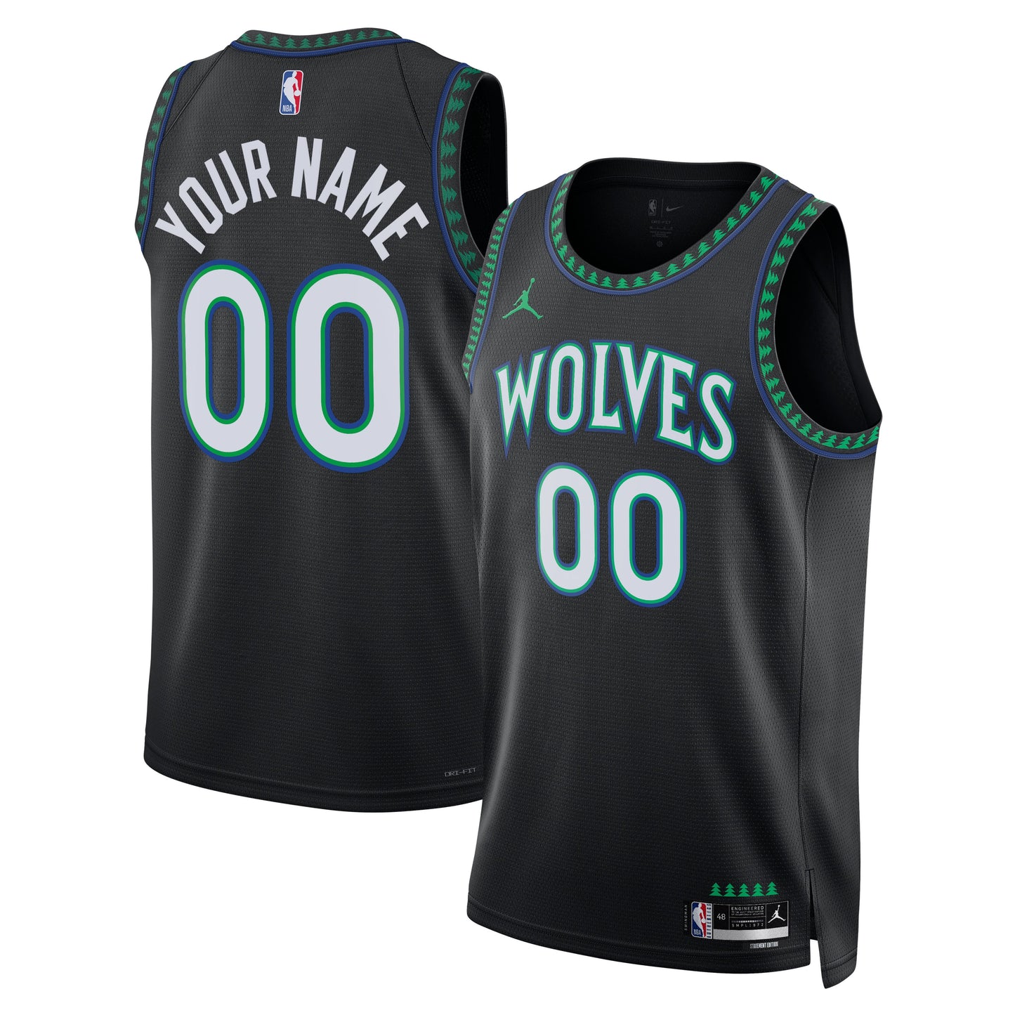 Unisex Minnesota Timberwolves  Jordan Brand Black Swingman Custom Jersey - Statement Edition