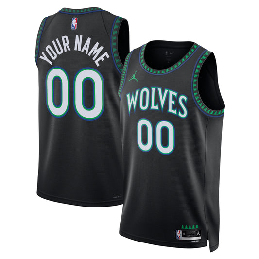 Unisex Minnesota Timberwolves  Jordan Brand Black Swingman Custom Jersey - Statement Edition