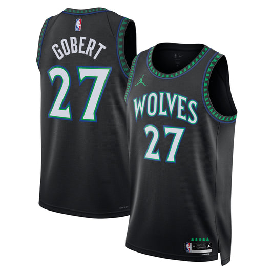 Unisex Minnesota Timberwolves Rudy Gobert Jordan Brand Black Swingman Jersey - Statement Edition