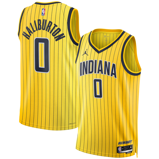 Unisex Indiana Pacers Tyrese Haliburton Jordan Brand Yellow Swingman Jersey - Statement Edition