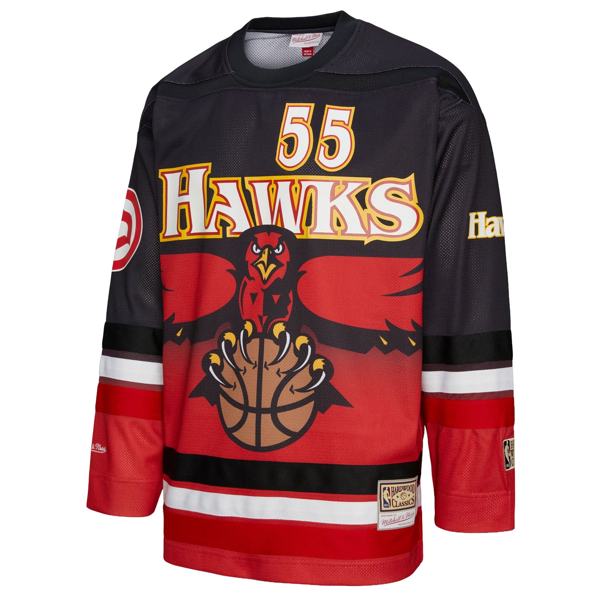 Unisex Atlanta Hawks Dikembe Mutombo Mitchell & Ness Red Maxxed Out Fashion Hockey Jersey