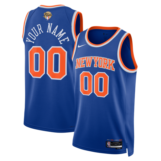 Unisex New York Knicks Nike Blue 2026 NBA Finals Patch Swingman Custom Jersey - Icon Edition