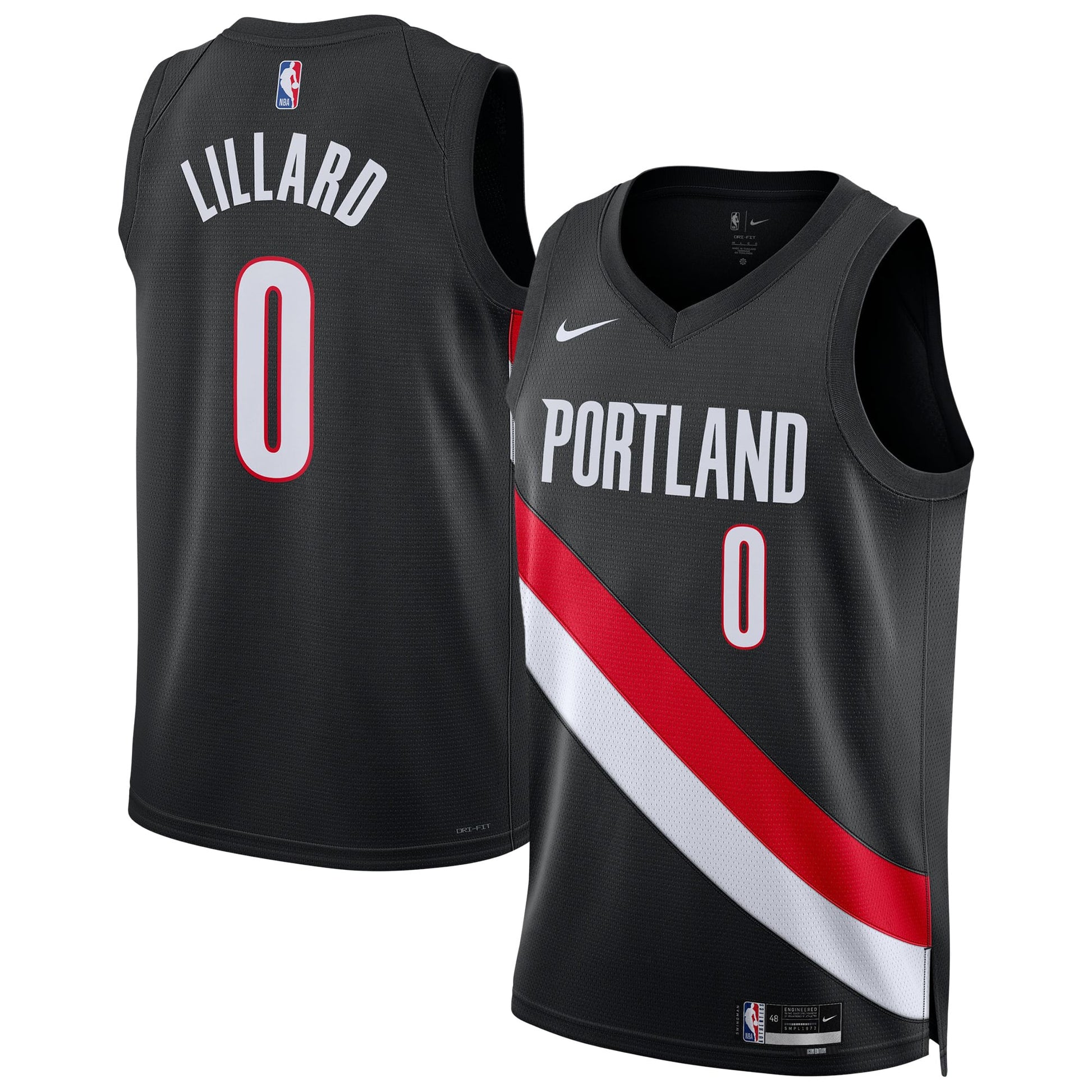 Unisex Portland Trail Blazers Damian Lillard Nike Black Swingman Player Jersey - Icon Edition