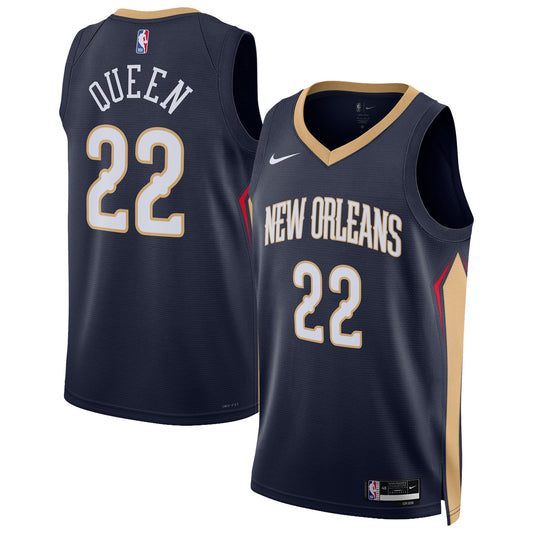 Unisex New Orleans Pelicans Derik Queen Nike Navy Swingman Jersey - Icon Edition