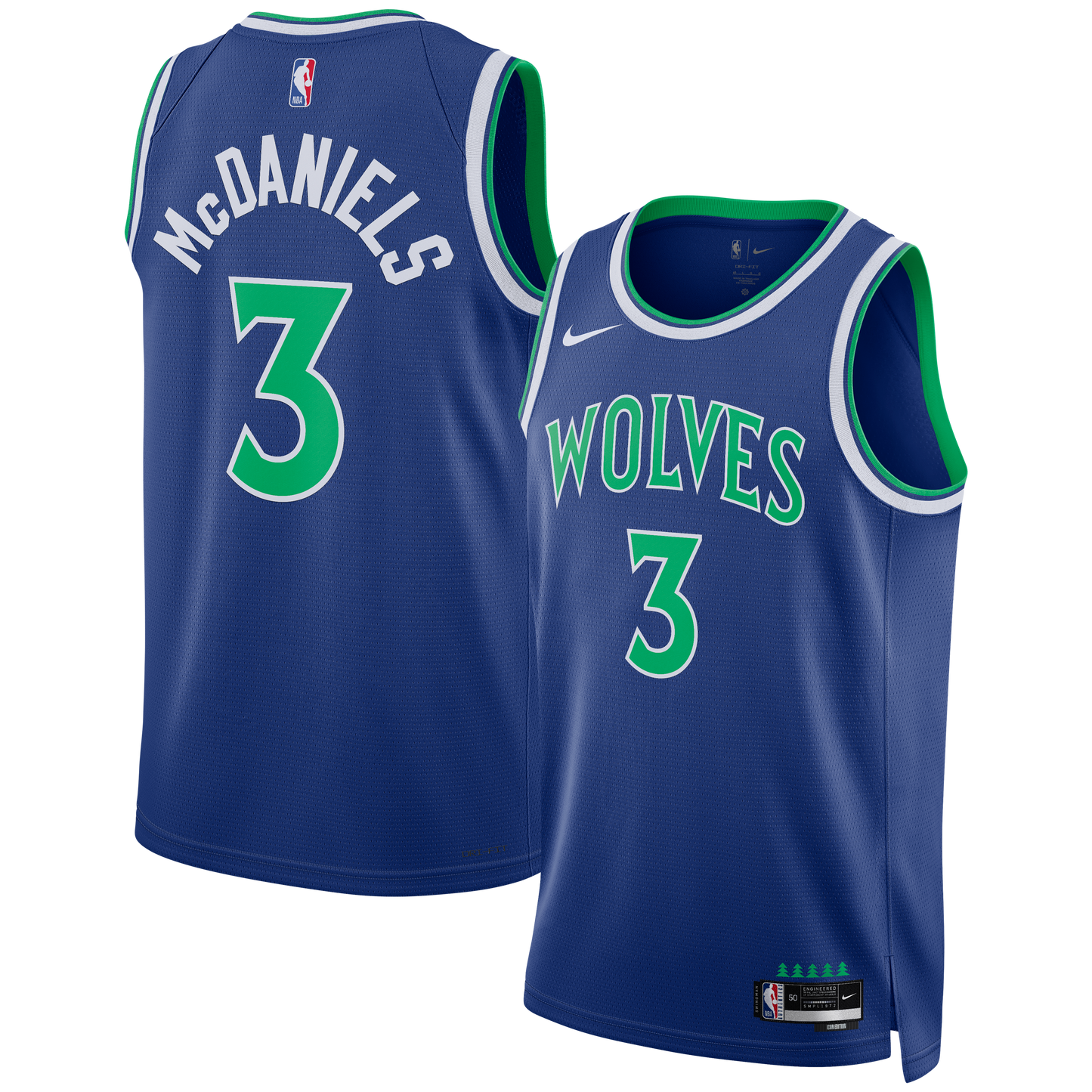 Unisex Minnesota Timberwolves Jaden McDaniels Nike Blue Swingman Jersey - Icon Edition