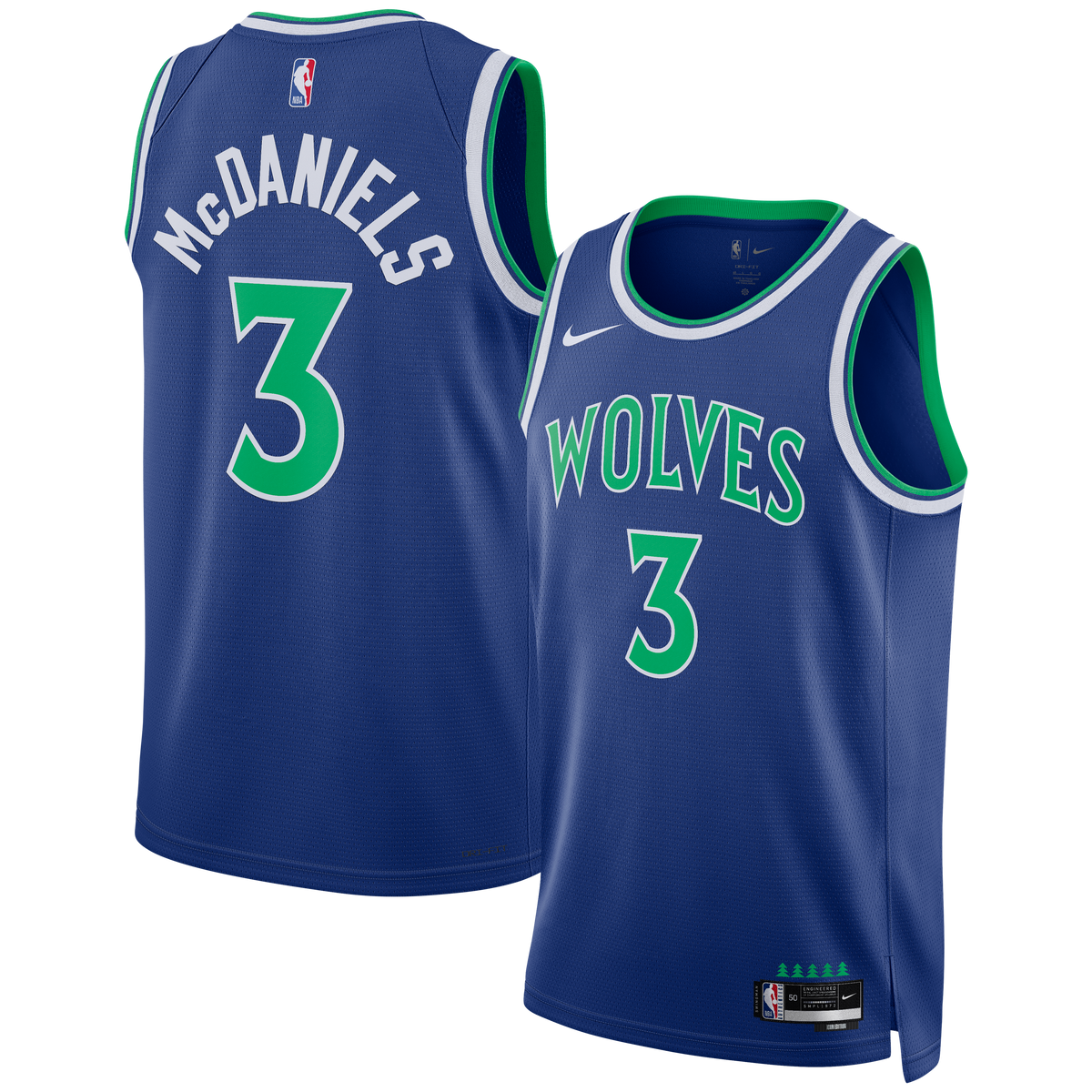 Unisex Minnesota Timberwolves Jaden McDaniels Nike Blue Swingman Jersey - Icon Edition