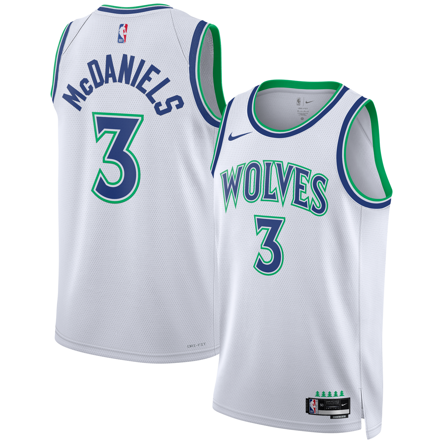 Unisex Minnesota Timberwolves Jaden McDaniels Nike White Swingman Jersey - Association Edition