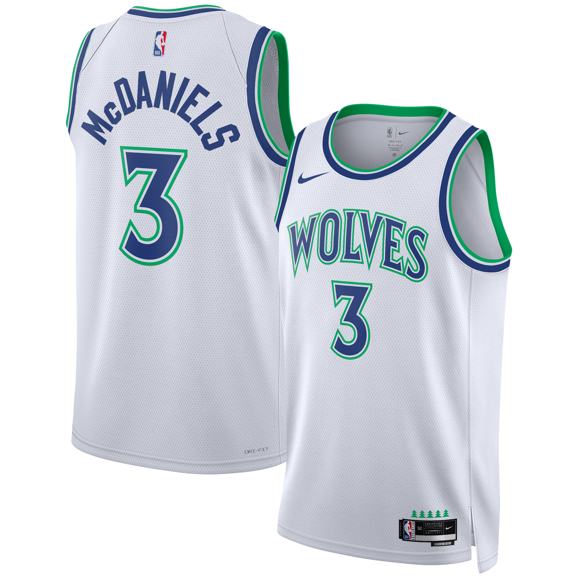 Unisex Minnesota Timberwolves Jaden McDaniels Nike White Swingman Jersey - Association Edition
