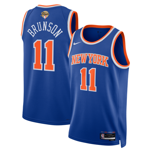 Unisex New York Knicks Jalen Brunson Nike Blue 2026 NBA Finals Patch Swingman Jersey - Icon Edition