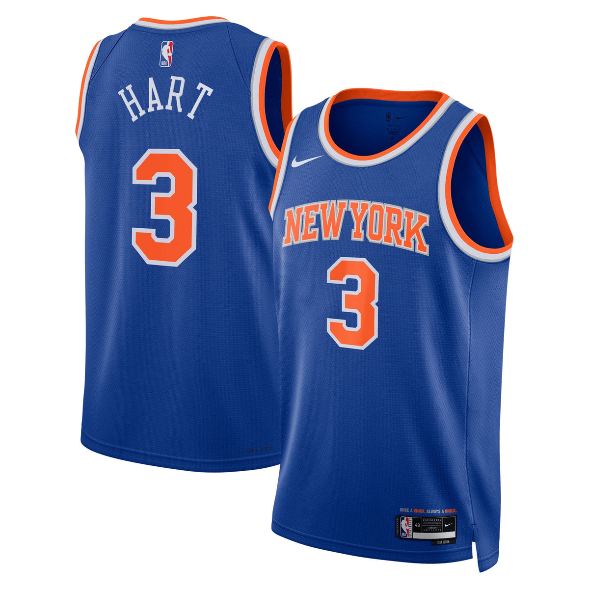 Unisex New York Knicks Josh Hart Nike Blue Swingman Jersey - Icon Edition