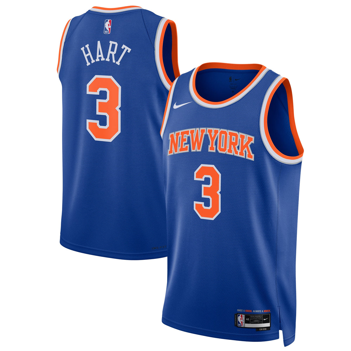Unisex New York Knicks Josh Hart Nike Blue Swingman Player Jersey - Icon Edition