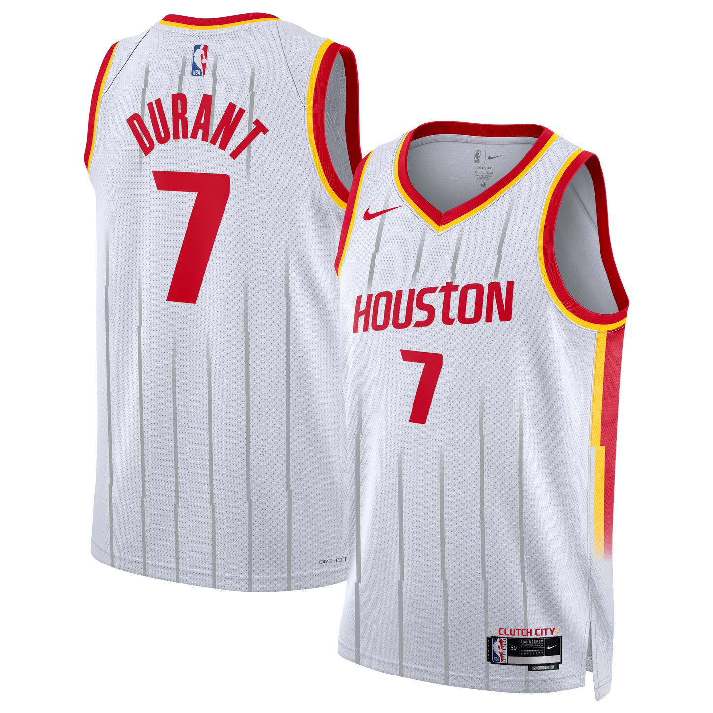 Unisex Houston Rockets Kevin Durant Nike White Swingman Jersey - Association Edition
