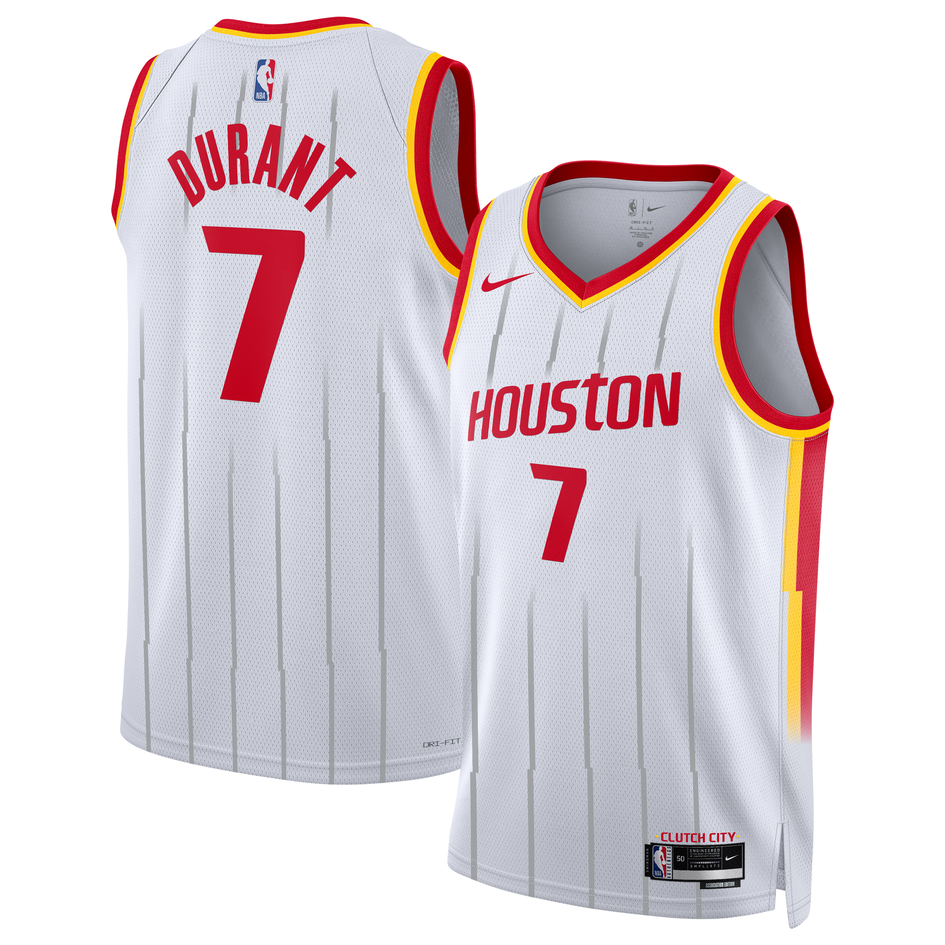 Unisex Houston Rockets Kevin Durant Nike White Swingman Jersey - Association Edition