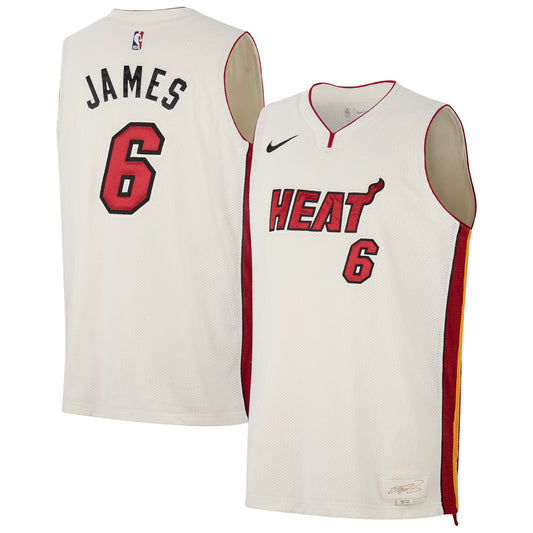 Unisex Miami Heat LeBron James Nike Cream Forever King Reserve Authentic Jersey