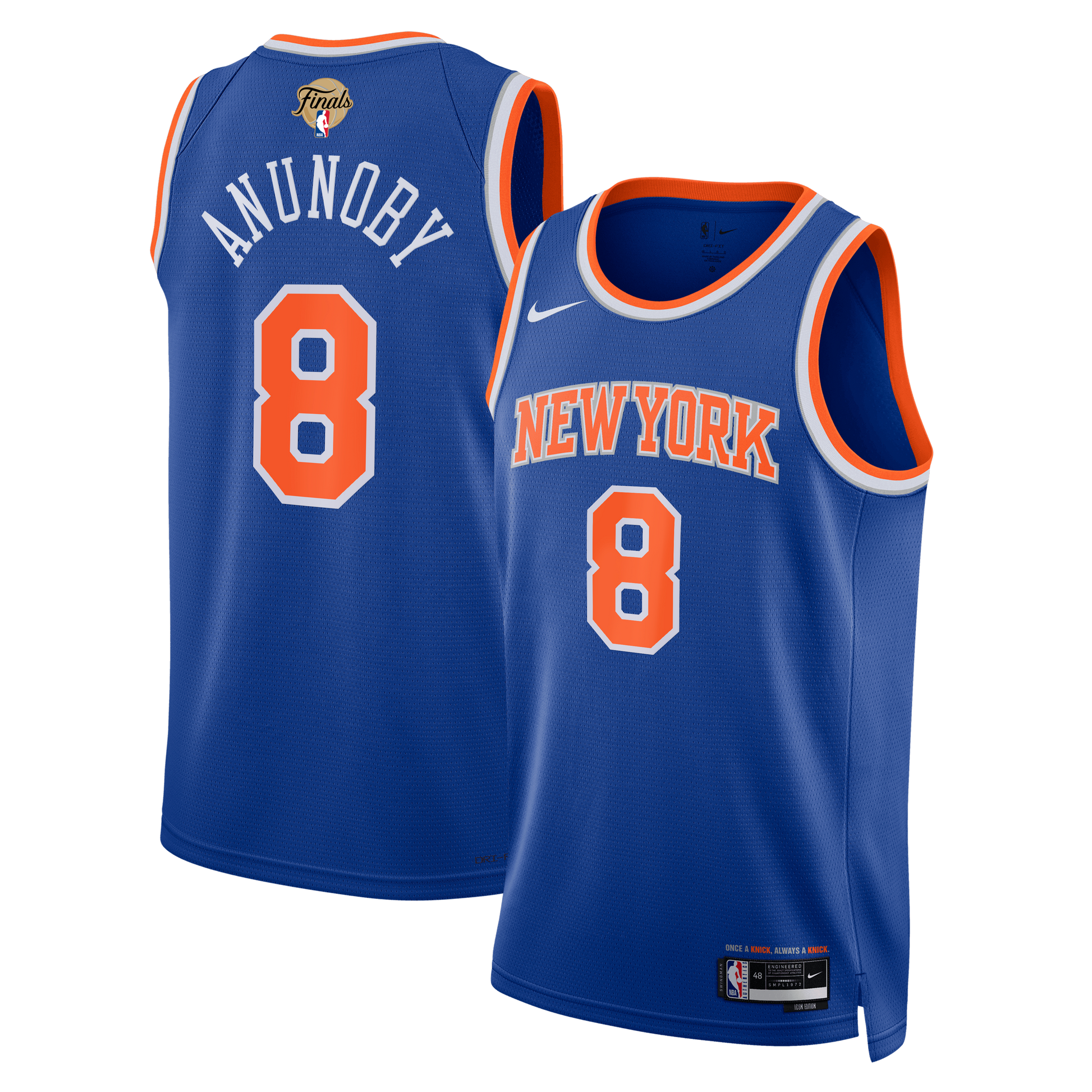 Unisex New York Knicks OG Anunoby Nike Blue 2026 NBA Finals Patch Swingman Jersey - Icon Edition