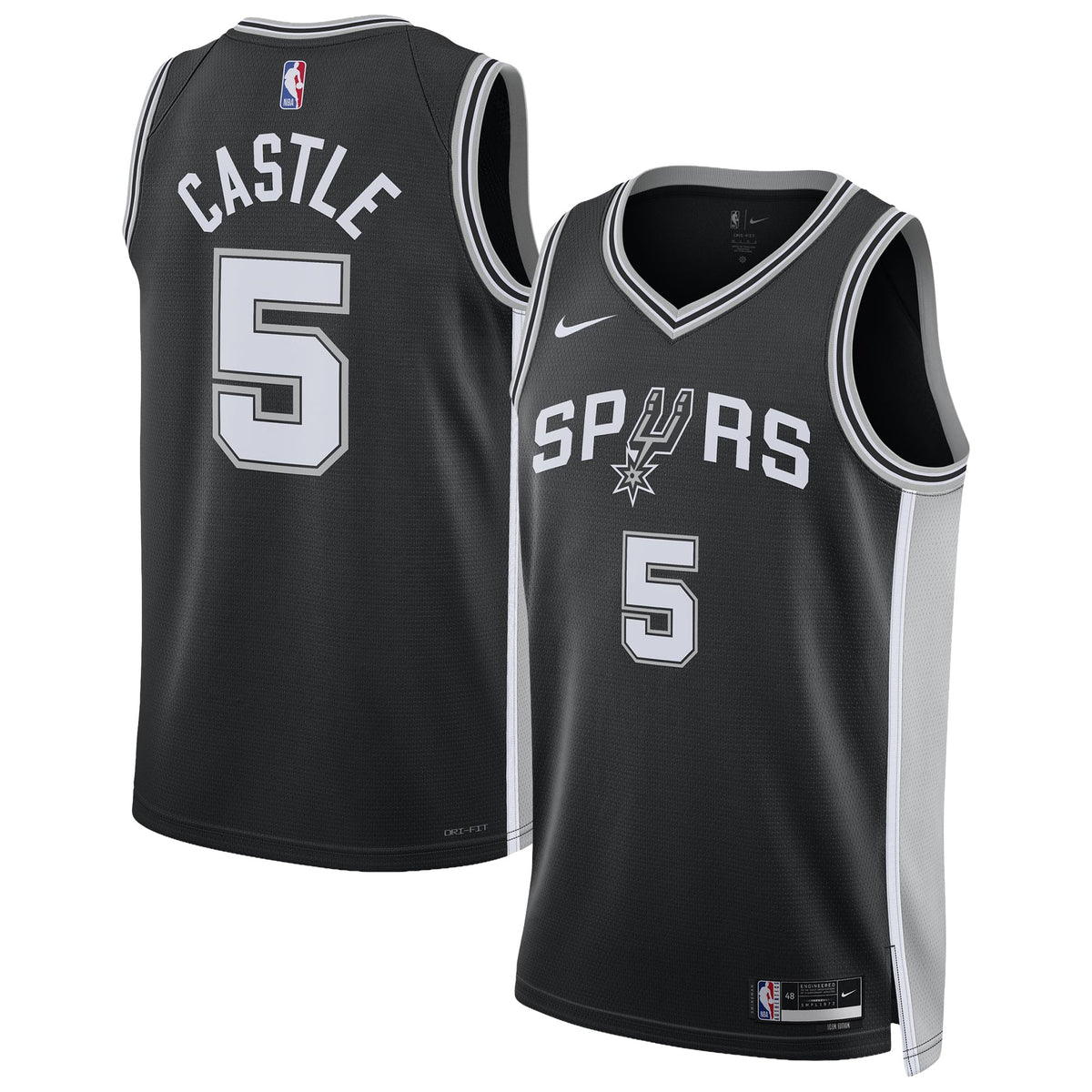 Unisex San Antonio Spurs Stephon Castle Nike Black Swingman Jersey - Icon Edition