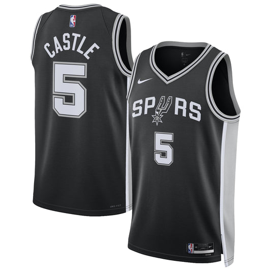 Unisex San Antonio Spurs Stephon Castle Nike Black Swingman Jersey - Icon Edition