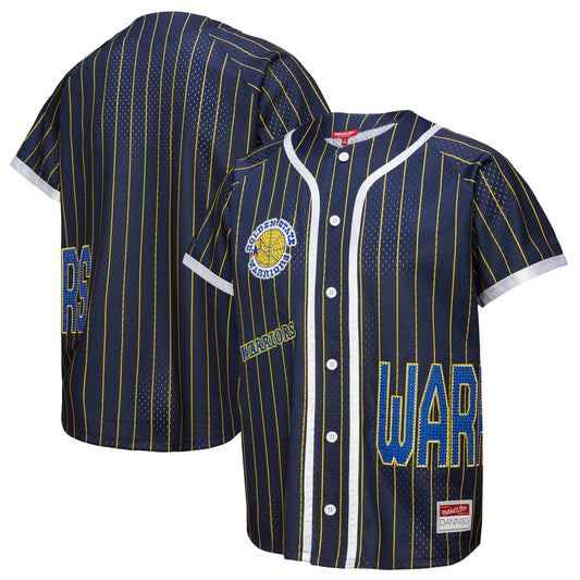Women's Golden State Warriors  Mitchell & Ness x DANNIJO Blue Fashion Baseball Jersey