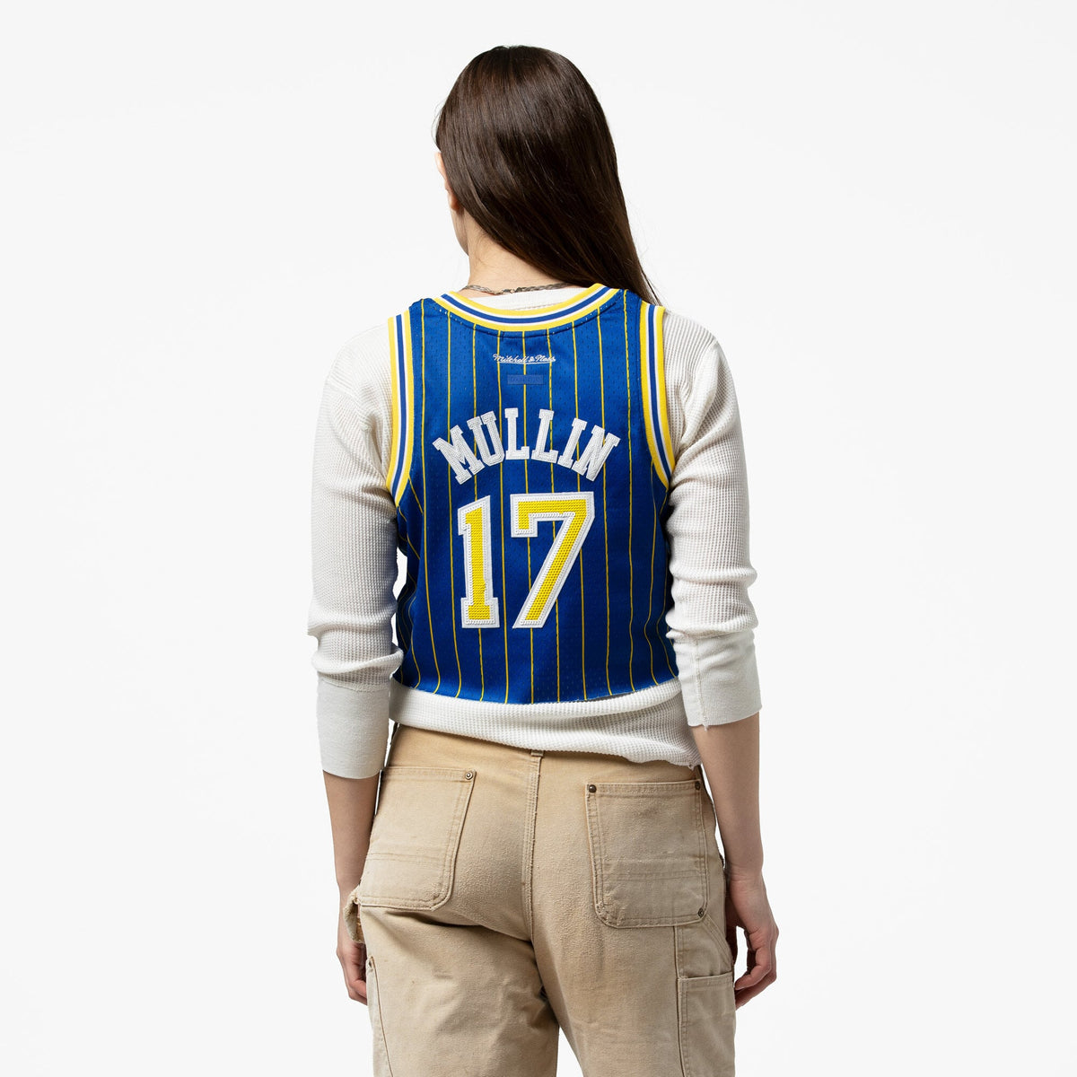 Women's Golden State Warriors Chris Mullin Mitchell & Ness x DANNIJO Royal Fashion Cropped Basketball Jersey