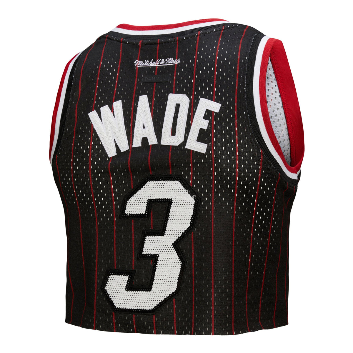 Women's Miami Heat Dwyane Wade Mitchell & Ness x DANNIJO Black Fashion Cropped Basketball Jersey