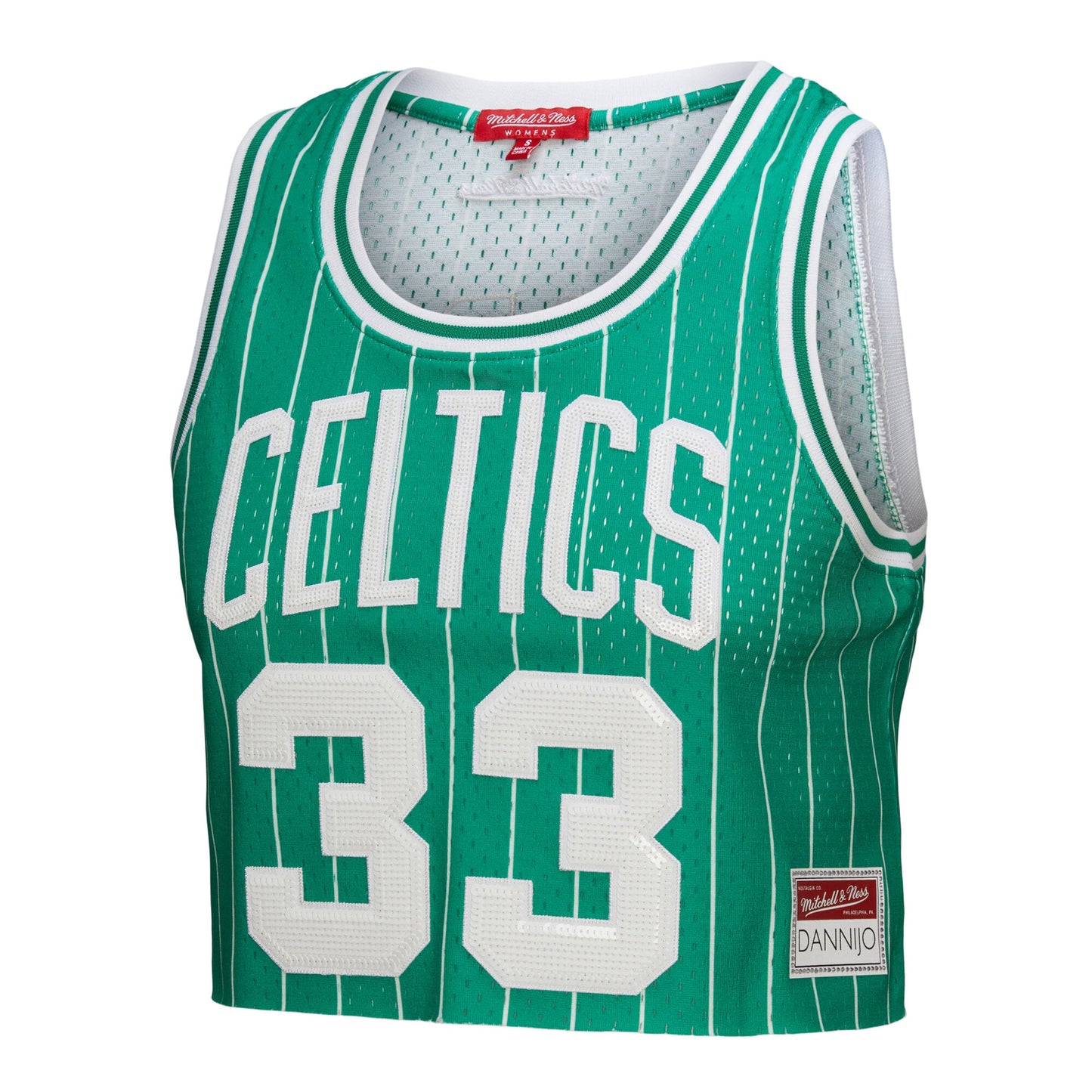 Women's Boston Celtics Larry Bird Mitchell & Ness x DANNIJO Kelly Green Fashion Cropped Basketball Jersey