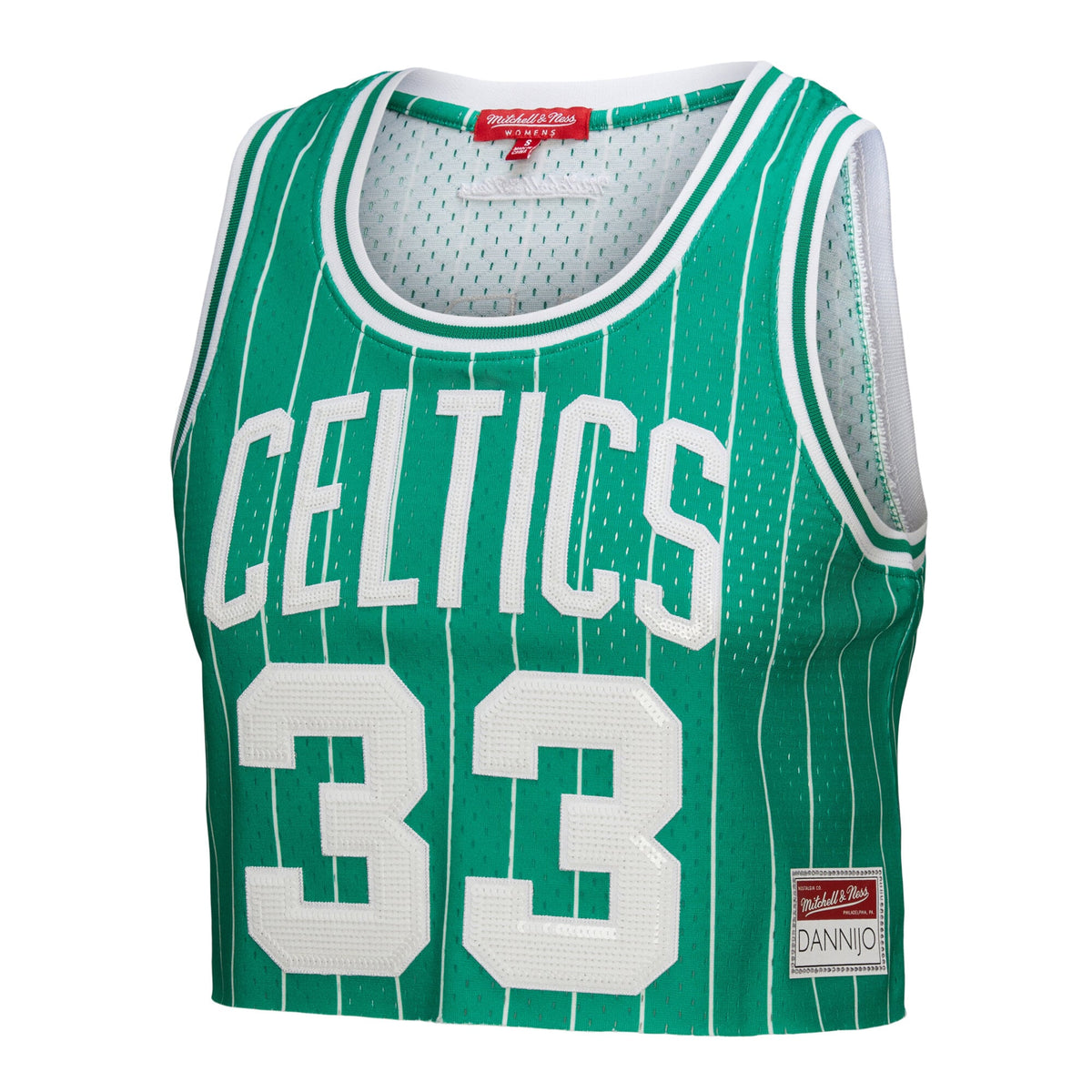 Women's Boston Celtics Larry Bird Mitchell & Ness x DANNIJO Kelly Green Fashion Cropped Basketball Jersey