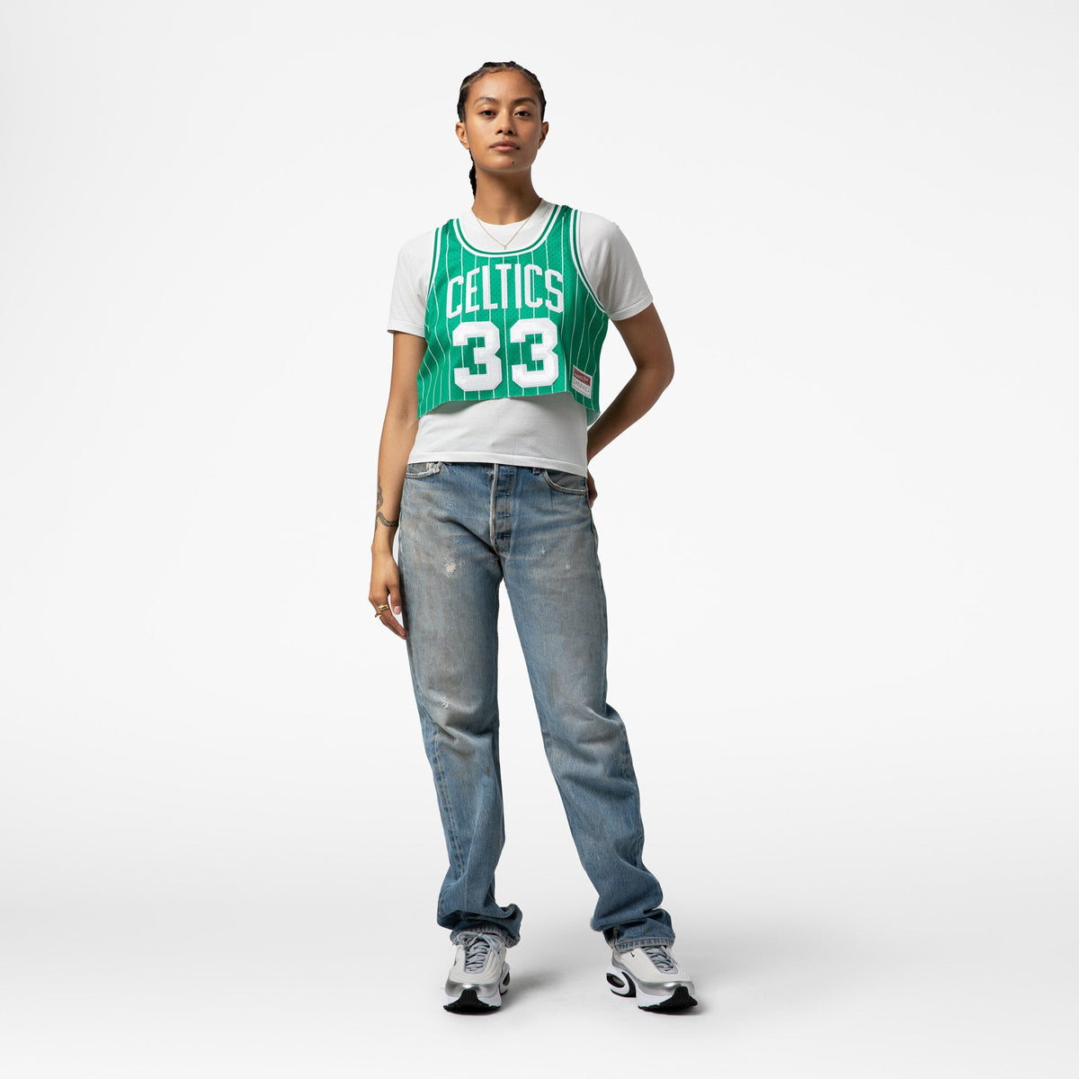 Women's Boston Celtics Larry Bird Mitchell & Ness x DANNIJO Kelly Green Fashion Cropped Basketball Jersey