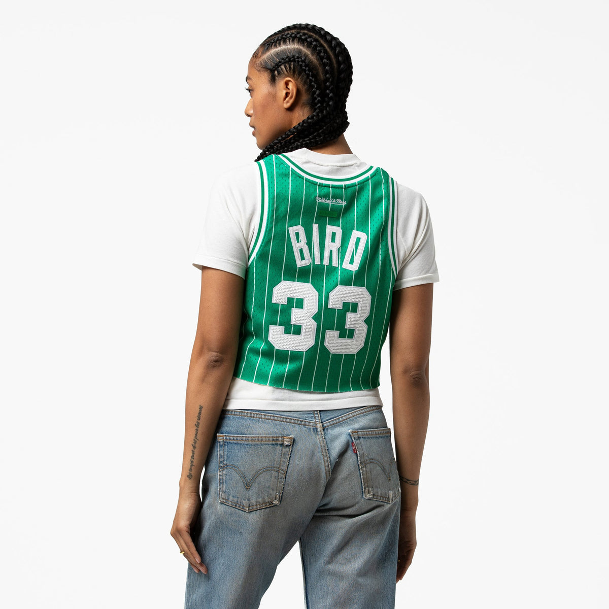 Women's Boston Celtics Larry Bird Mitchell & Ness x DANNIJO Kelly Green Fashion Cropped Basketball Jersey