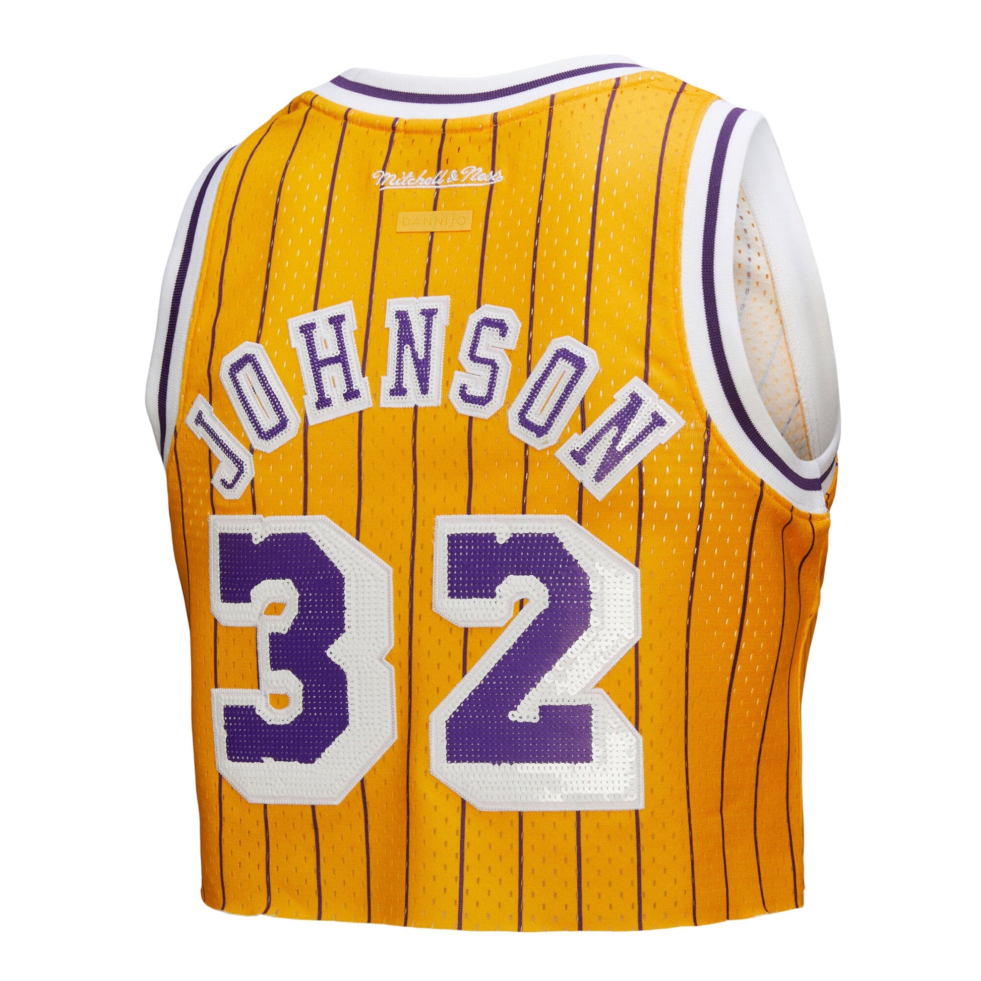 Women's Los Angeles Lakers Magic Johnson Mitchell & Ness x DANNIJO Yellow Fashion Cropped Basketball Jersey