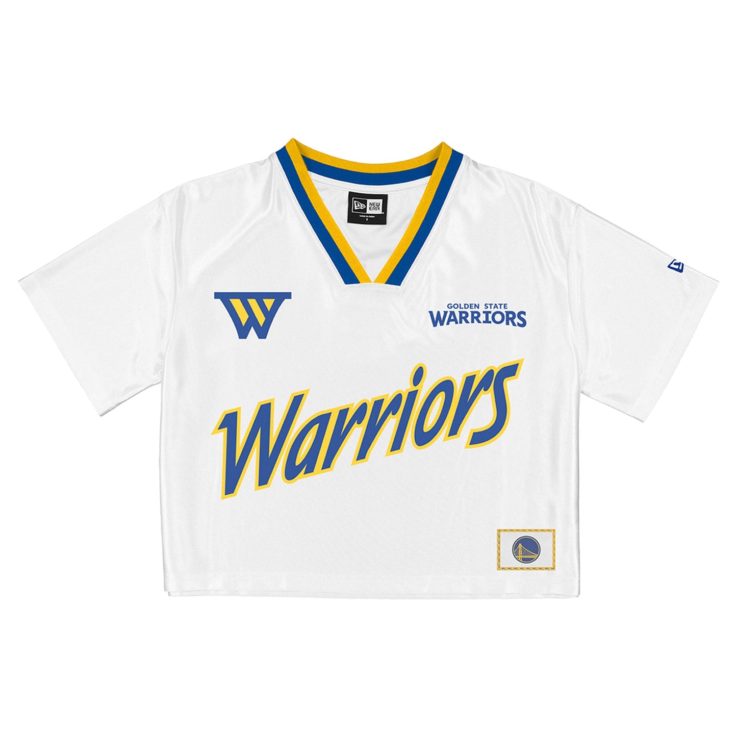 Women's Golden State Warriors New Era White Sport Classics Capsule Boxy Cropped Fashion Jersey