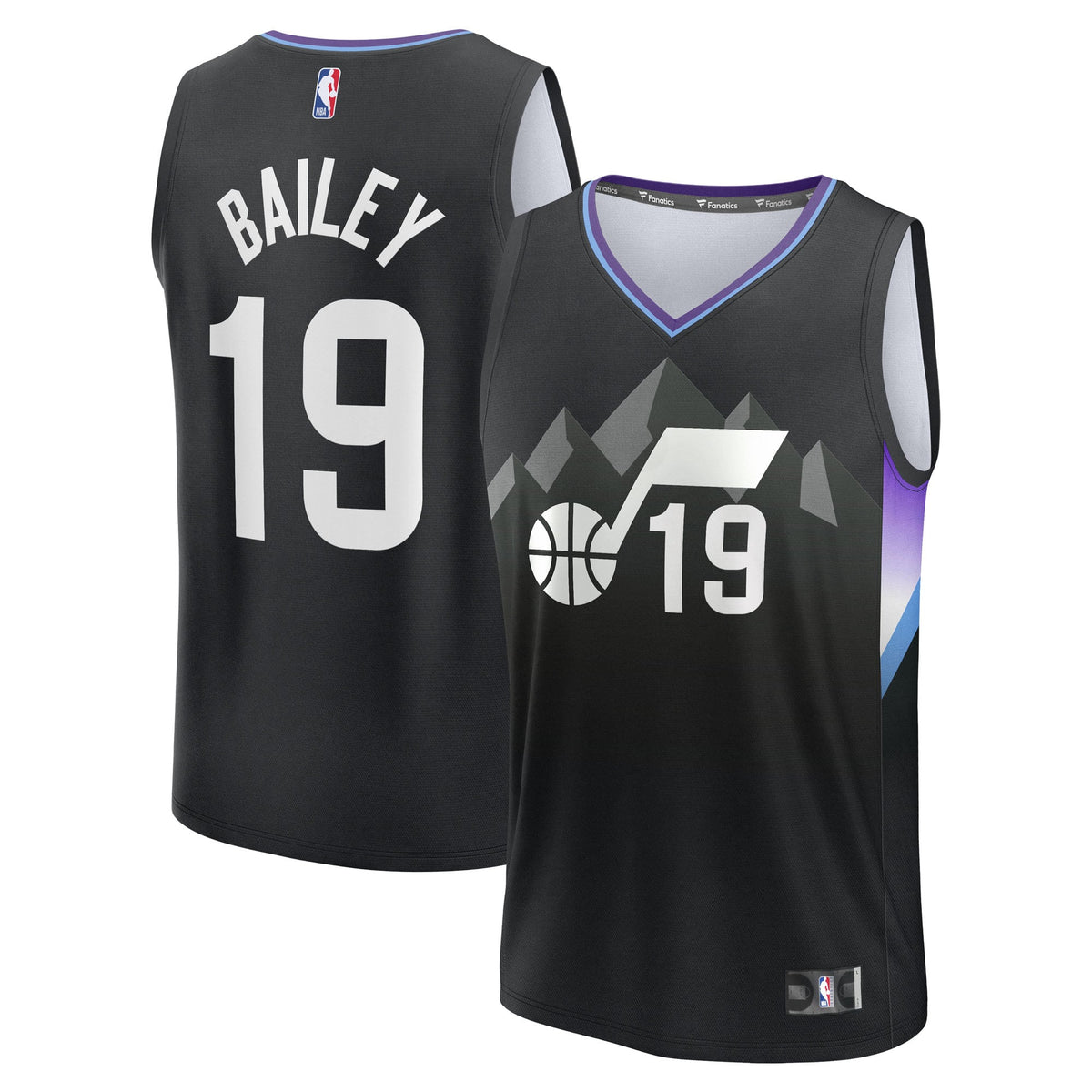 Youth Utah Jazz Ace Bailey Fanatics Black 2025 NBA Draft First Round Pick Fast Break Replica Jersey - Statement Edition