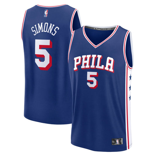 Youth Philadelphia 76ers Anfernee Simons Fanatics Royal Fast Break Replica Jersey - Icon Edition